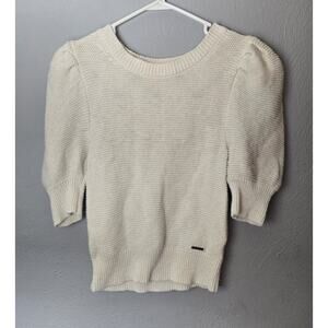 Abercrombie and Fitch Women's Size Small Mockneck Balloon Sleeve Sweater Ivory